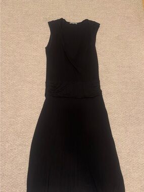 James Perse Black Sleeveless Wrap-Style Midi Dress